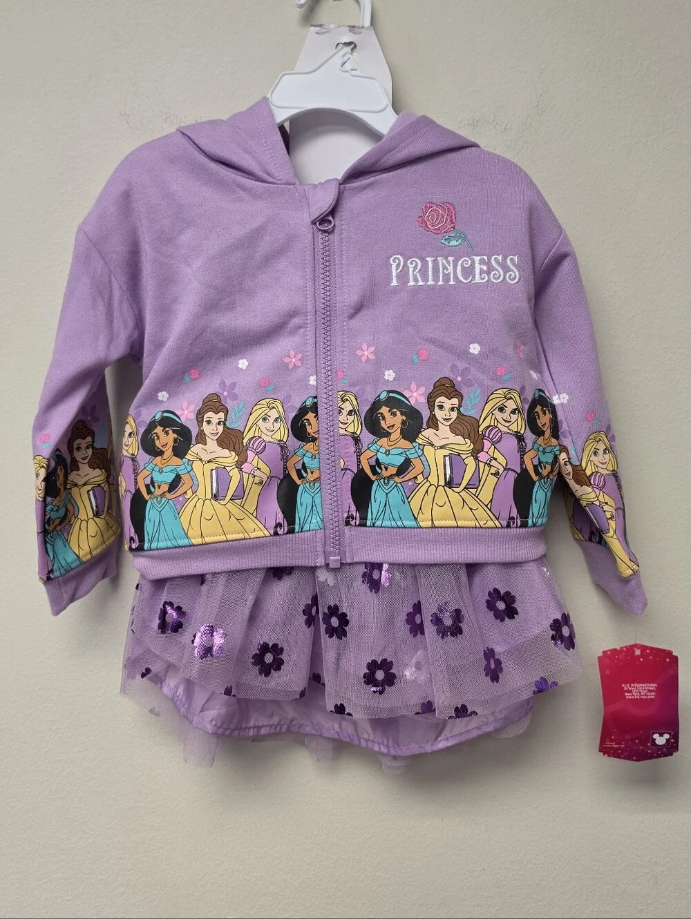 Disney Princess 3 piece Tutu Set Jacket Tutu Skirt and Shirt Purple 2T